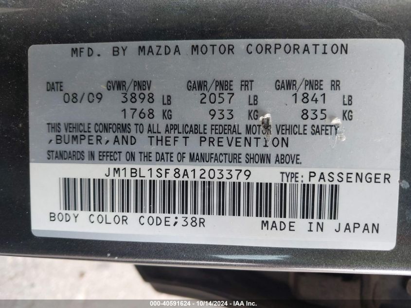 2010 Mazda Mazda3 I Touring VIN: JM1BL1SF8A1203379 Lot: 40591624