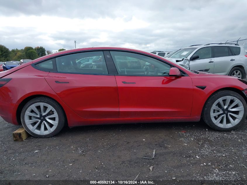 2022 Tesla Model 3 Long Range Dual Motor All-Wheel Drive VIN: 5YJ3E1EB0NF185108 Lot: 40592134