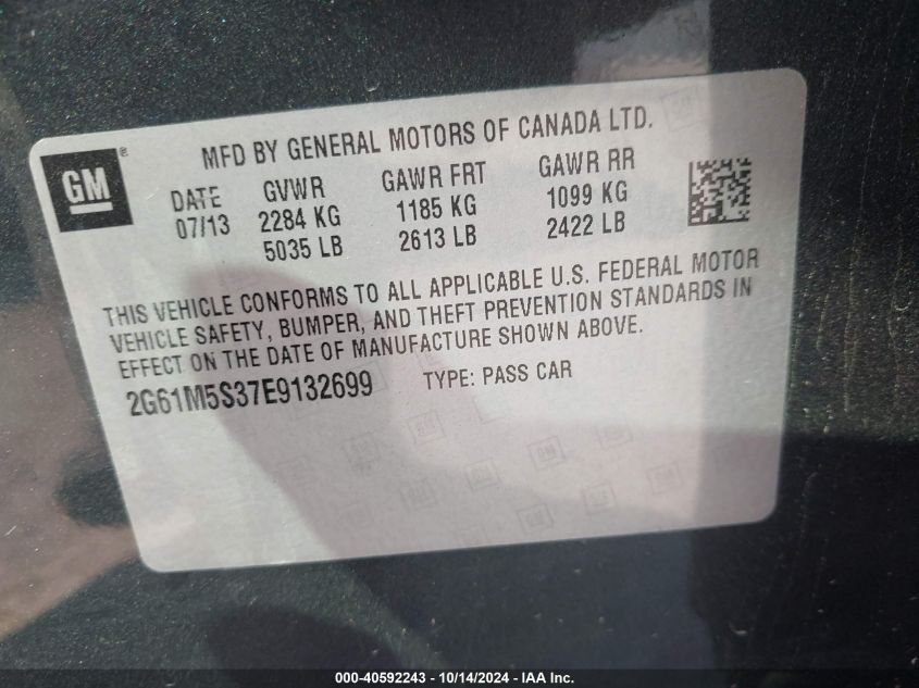 2014 CADILLAC XTS LUXURY - 2G61M5S37E9132699