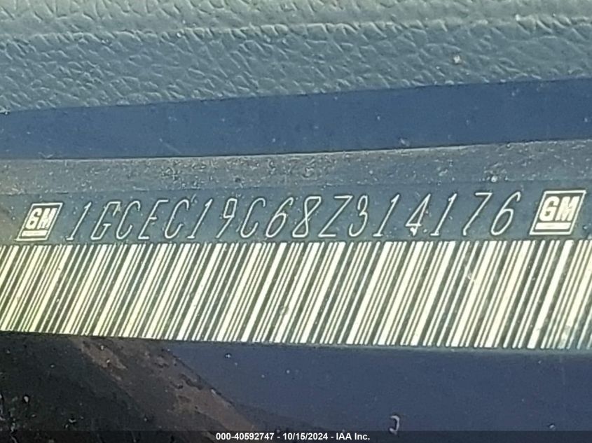 2008 Chevrolet Silverado 1500 Ls VIN: 1GCEC19C68Z314176 Lot: 40592747
