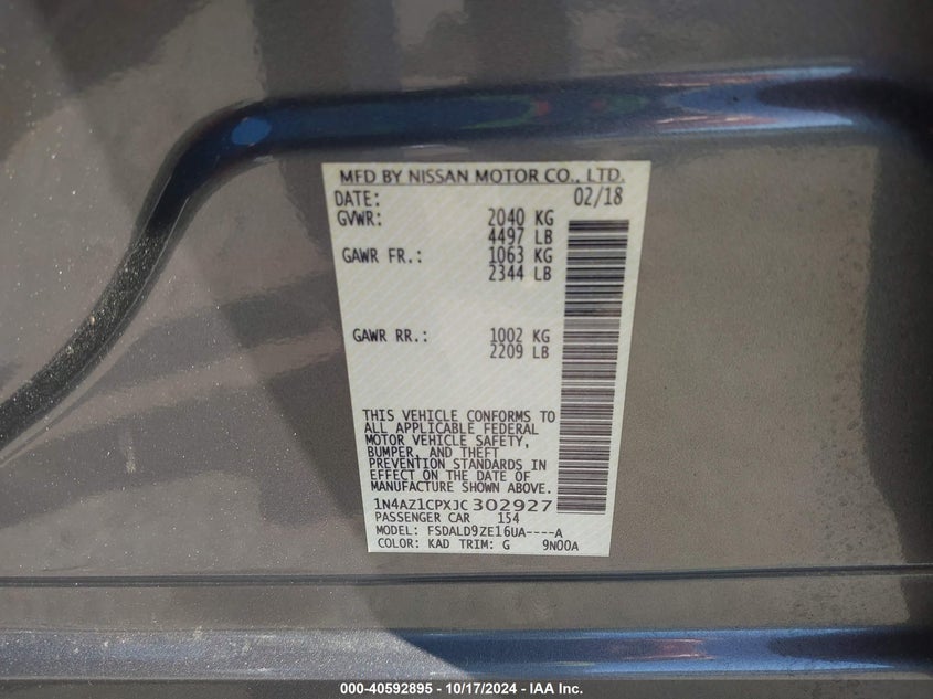 2018 NISSAN LEAF SV - 1N4AZ1CPXJC302927