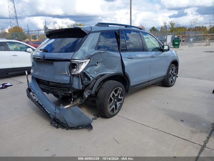 2023 Honda Passport Awd Elite VIN: 5FNYF8H03PB000039 Lot: 40593339