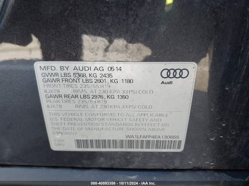 WA1LFAFP4EA130655 2014 Audi Q5 2.0T Premium