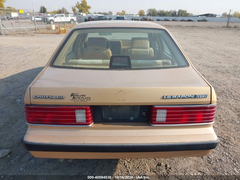 1986 Chrysler Lebaron Gts VIN: 1C3BH48E1GN131609 Lot: 40594538