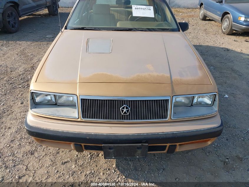 1986 Chrysler Lebaron Gts VIN: 1C3BH48E1GN131609 Lot: 40594538