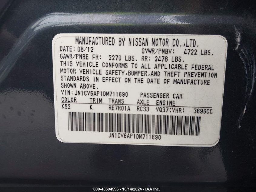 2013 INFINITI G37 JOURNEY - JN1CV6AP1DM711690