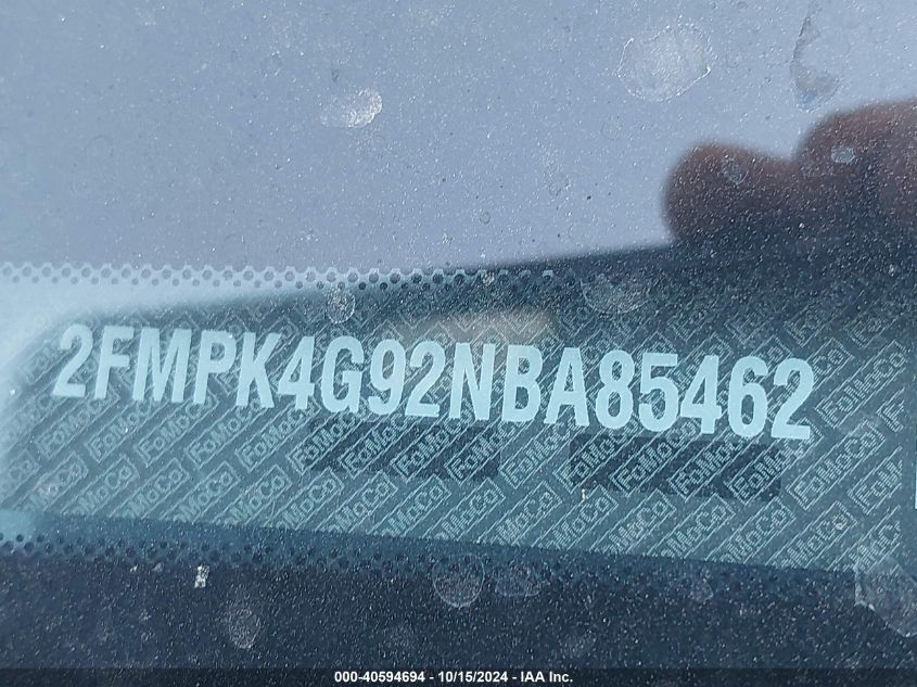 2022 Ford Edge Se VIN: 2FMPK4G92NBA85462 Lot: 40594694
