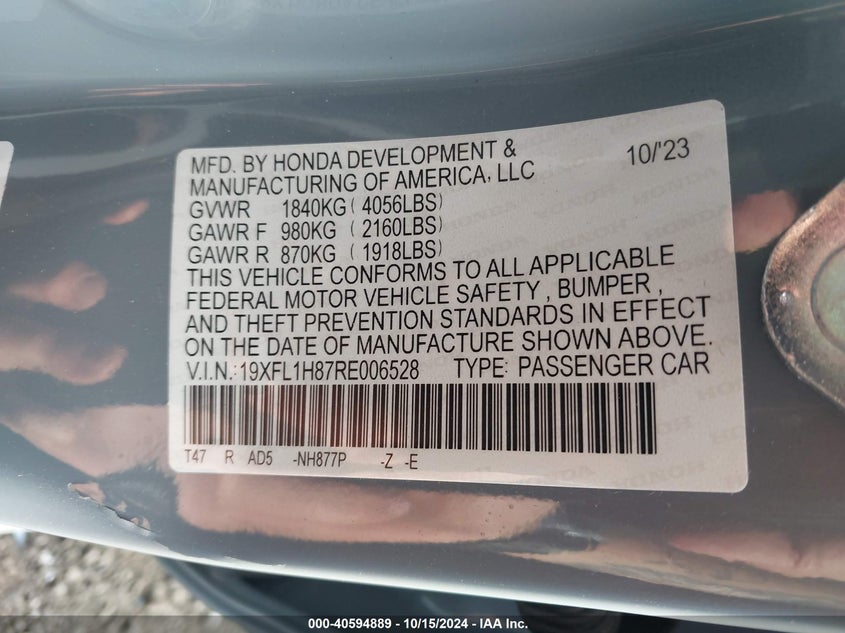 2024 HONDA CIVIC SPORT TOURING - 19XFL1H87RE006528