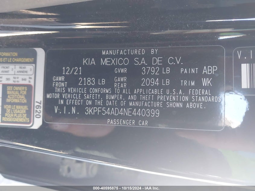 2022 KIA FORTE GT-LINE - 3KPF54AD4NE440399