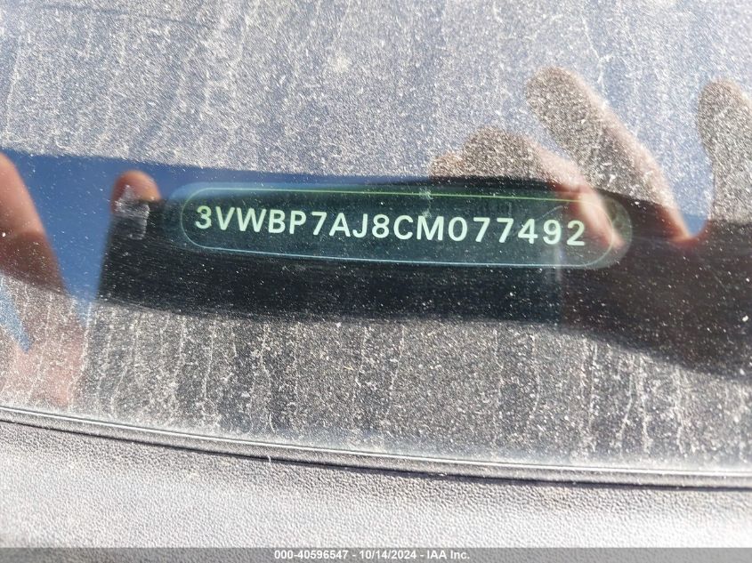2012 Volkswagen Jetta 2.5L Se VIN: 3VWBP7AJ8CM077492 Lot: 40596547