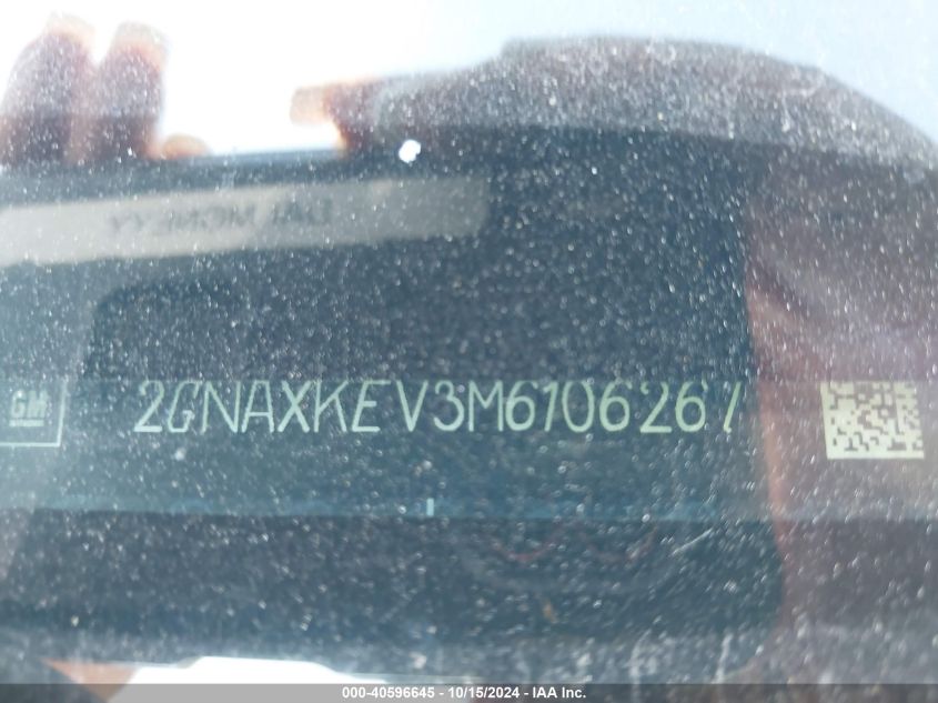 2021 Chevrolet Equinox Fwd Lt VIN: 2GNAXKEV3M6106267 Lot: 40596645