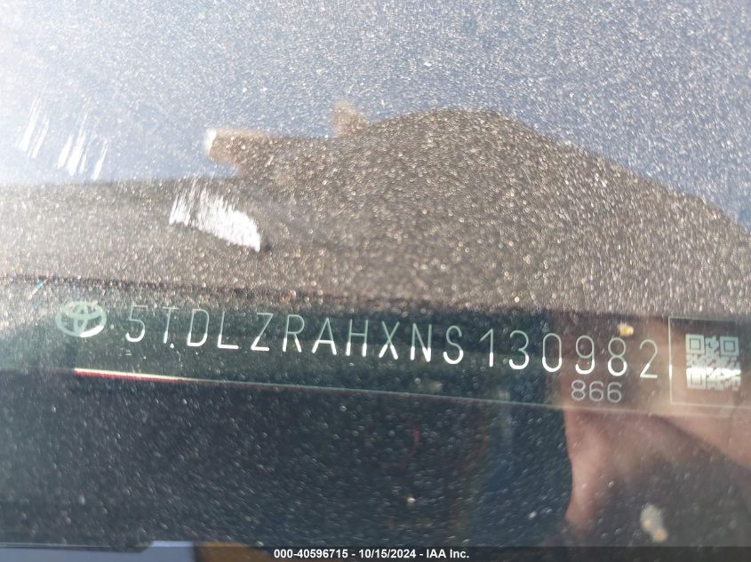 2022 Toyota Highlander Xse VIN: 5TDLZRAHXNS130982 Lot: 40596715