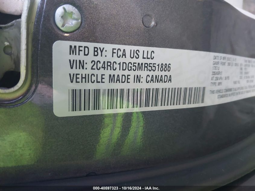 VIN 2C4RC1DG5MR551886 2021 CHRYSLER VOYAGER LXI
