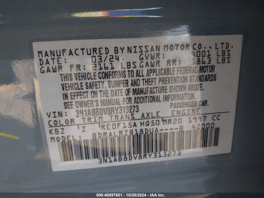 2024 NISSAN SENTRA SR XTRONIC CVT - 3N1AB8DV8RY313273