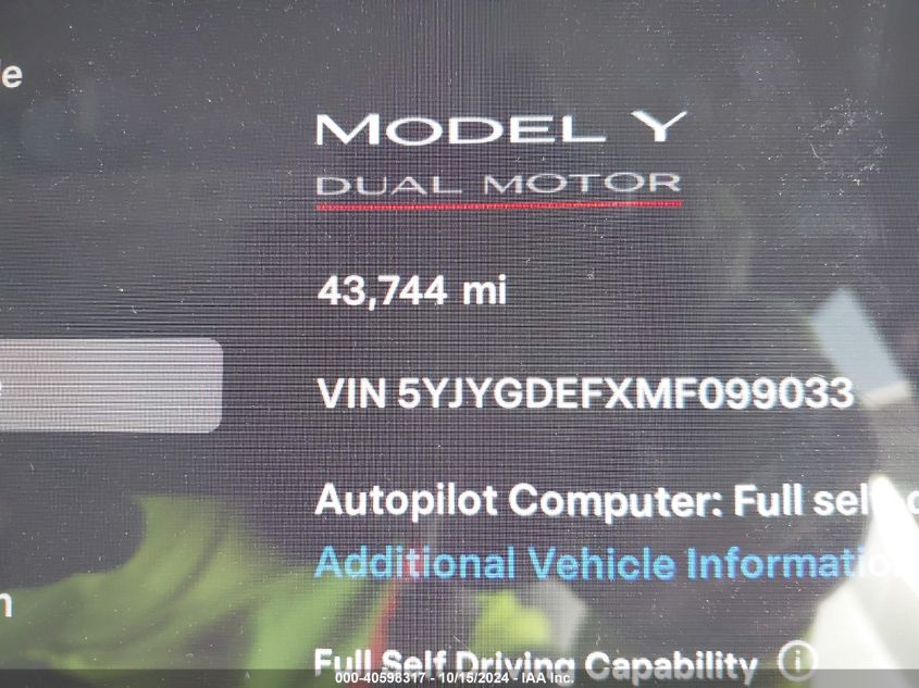 2021 TESLA MODEL Y PERFORMANCE DUAL MOTOR ALL-WHEEL DRIVE - 5YJYGDEFXMF099033