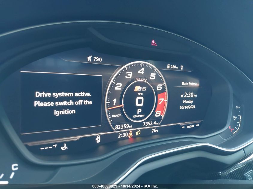 2018 Audi S5 3.0T Premium Plus VIN: WAUC4CF56JA027380 Lot: 40598829