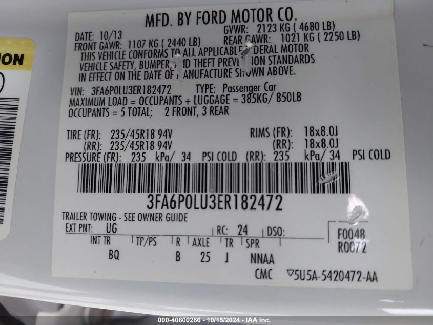 VIN 5N1AT2MT6GC914317 2014 FORD FUSION HYBRID no.9