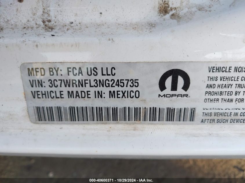 2022 Ram 5500 Chassis Tradesman/Slt/Laramie/Limited VIN: 3C7WRNFL3NG245735 Lot: 40600371