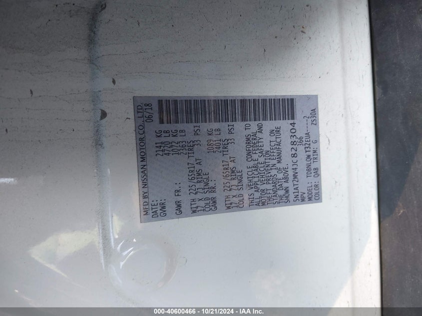 2018 NISSAN ROGUE SV - 5N1AT2MV4JC828304