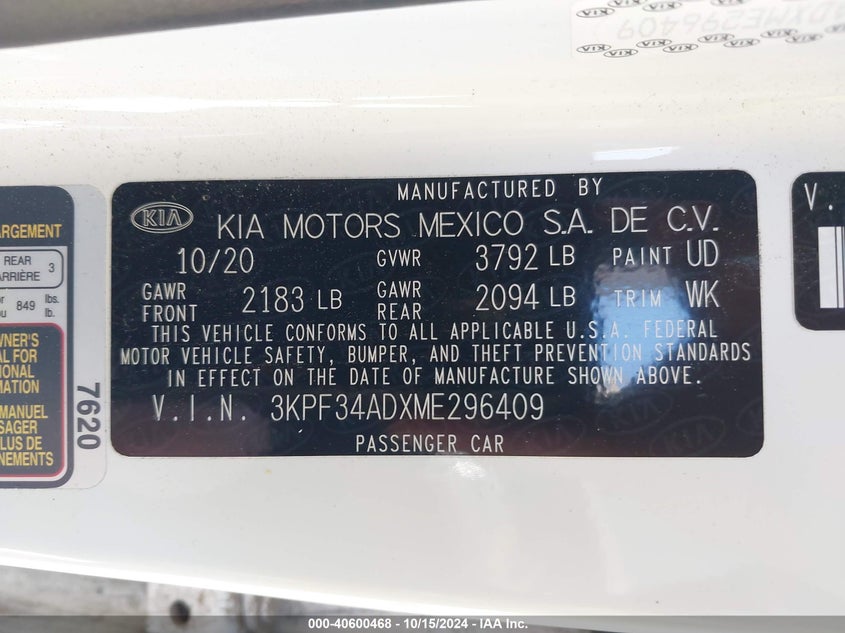 2021 KIA FORTE GT-LINE - 3KPF34ADXME296409
