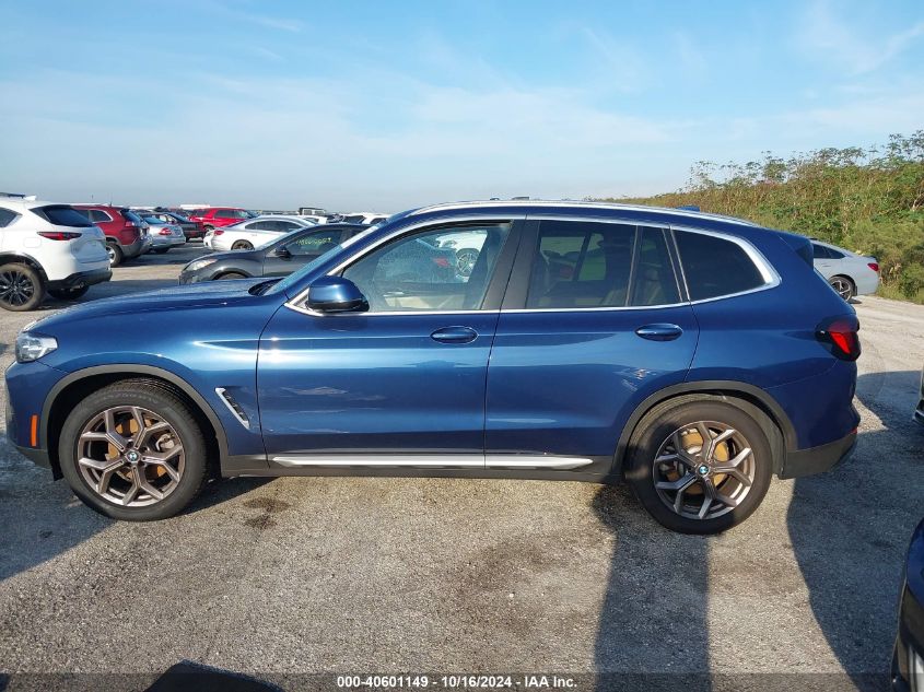 2022 BMW X3 xDrive30I VIN: WBX57DP02NN183378 Lot: 40601149