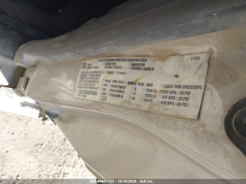 2005 Chevrolet Colorado Ls VIN: 1GCDT196258194464 Lot: 40601753