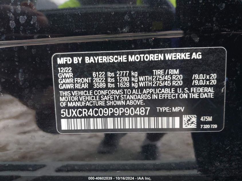 VIN 5NMJF3AE5NH041147 2023 BMW X5 no.9