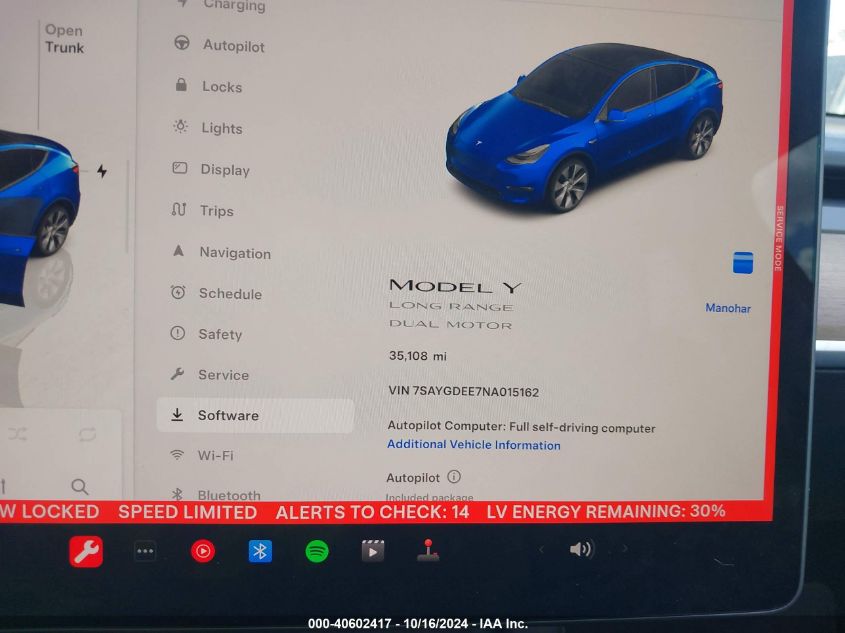 2022 Tesla Model Y Long Range Dual Motor All-Wheel Drive VIN: 7SAYGDEE7NA015162 Lot: 40602417