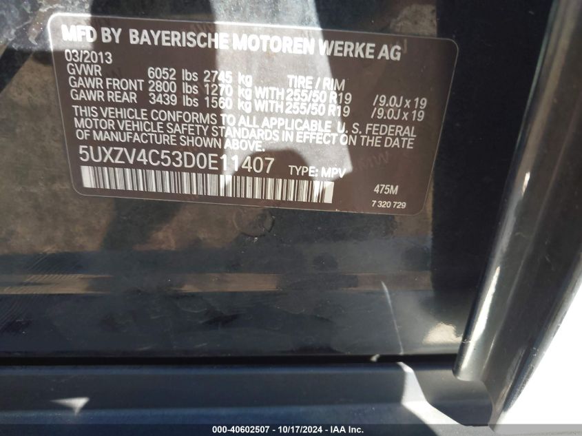 VIN 5UXZV4C53D0E11407 2013 BMW X5, Xdrive35I/Xdrive... no.9