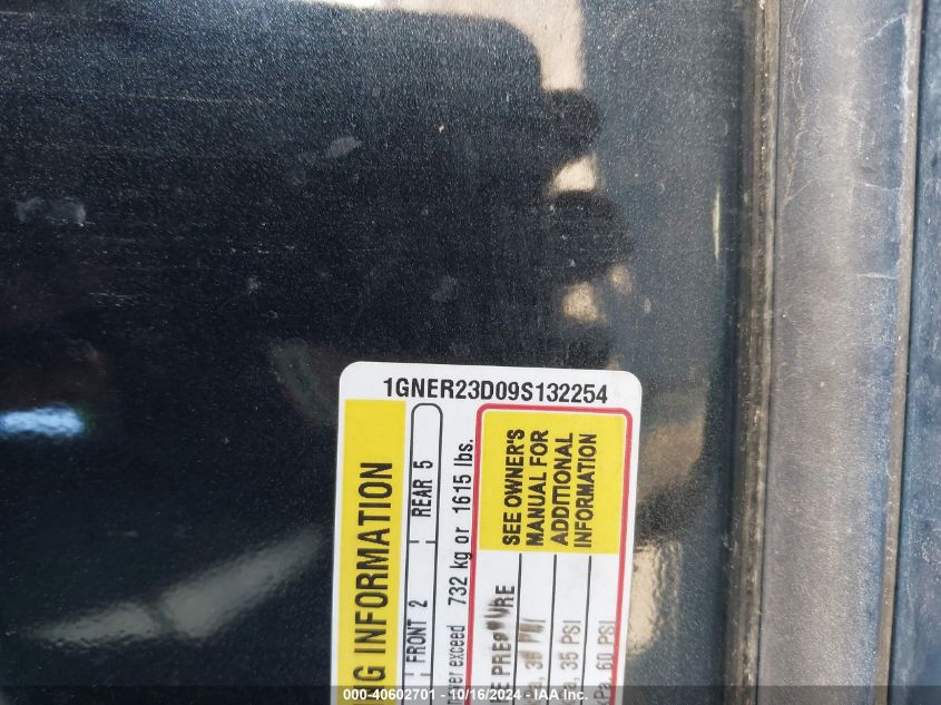 2009 Chevrolet Traverse Lt VIN: 1GNER23D09S132254 Lot: 40602701