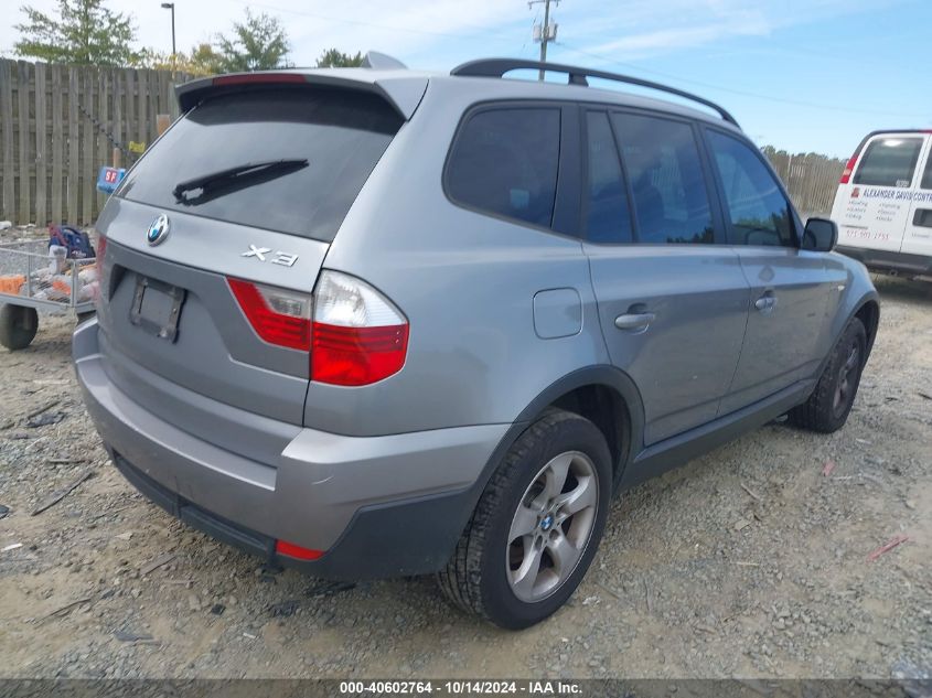 2008 BMW X3 3.0Si VIN: WBXPC93428WJ04624 Lot: 40602764