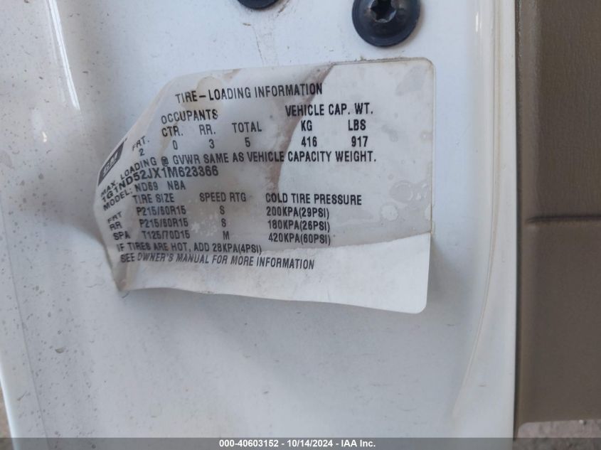 2001 Chevrolet Malibu VIN: 1G1ND52JX1M623366 Lot: 40603152