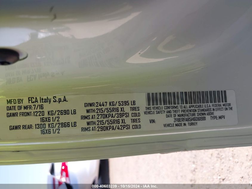 2017 RAM PROMASTER CITY TRADESMAN - ZFBERFAB5H6D61981