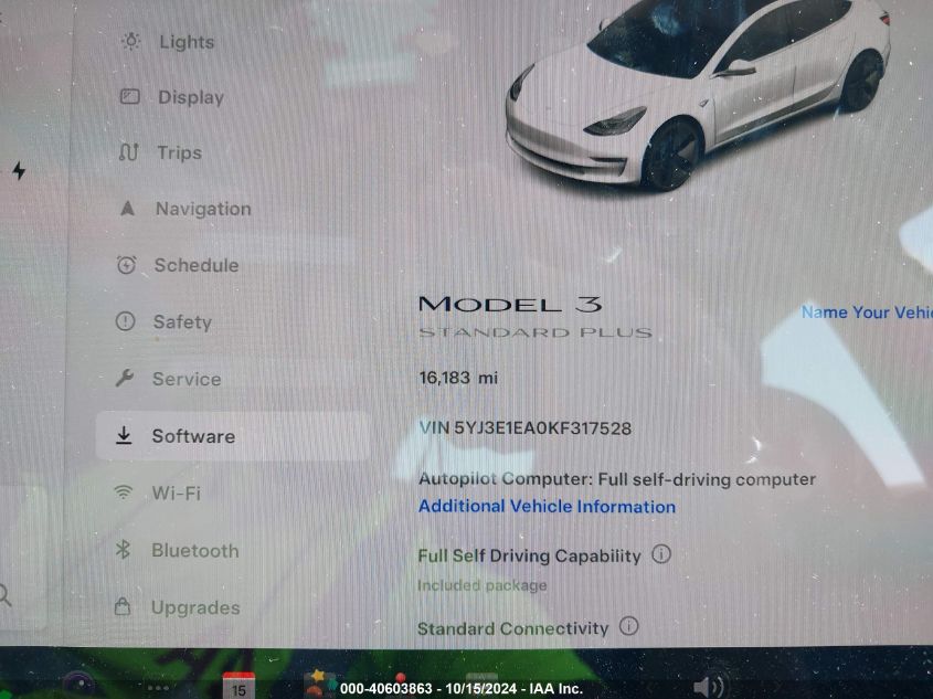 2019 Tesla Model 3 Long Range/Mid Range/Standard Range/Standard Range Plus VIN: 5YJ3E1EA0KF317528 Lot: 40603863