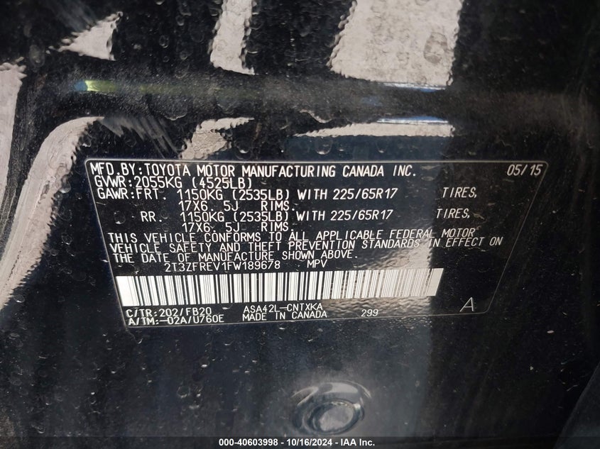 2015 TOYOTA RAV4 LE - 2T3ZFREV1FW189678