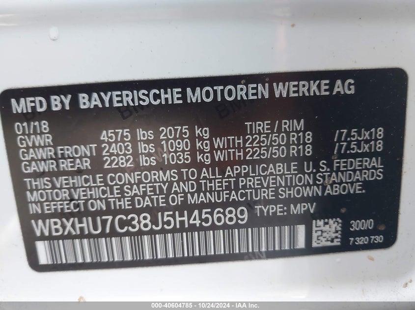 2018 BMW X1 SDRIVE28I VIN: WBXHU7C38J5H45689