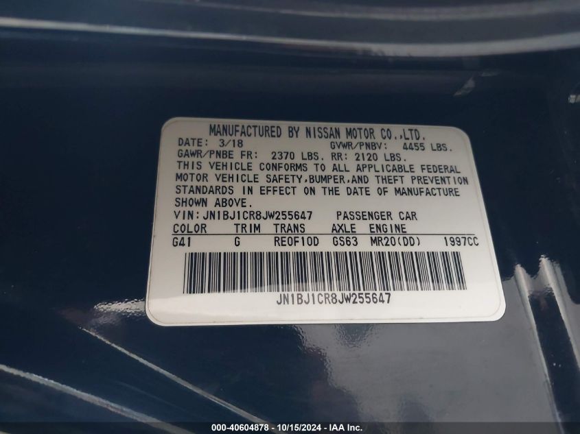 2018 Nissan Rogue Sport S VIN: JN1BJ1CR8JW255647 Lot: 40604878