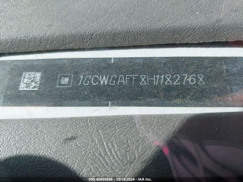 2017 Chevrolet Express 2500 Work Van VIN: 1GCWGAFF8H1182768 Lot: 40605696