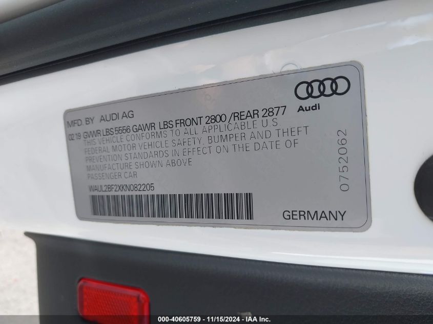 2019 AUDI A6 55 PREMIUM - WAUL2BF2XKN082205