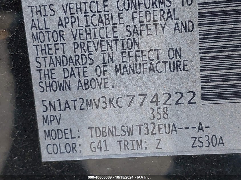 2019 NISSAN ROGUE SL - 5N1AT2MV3KC774222