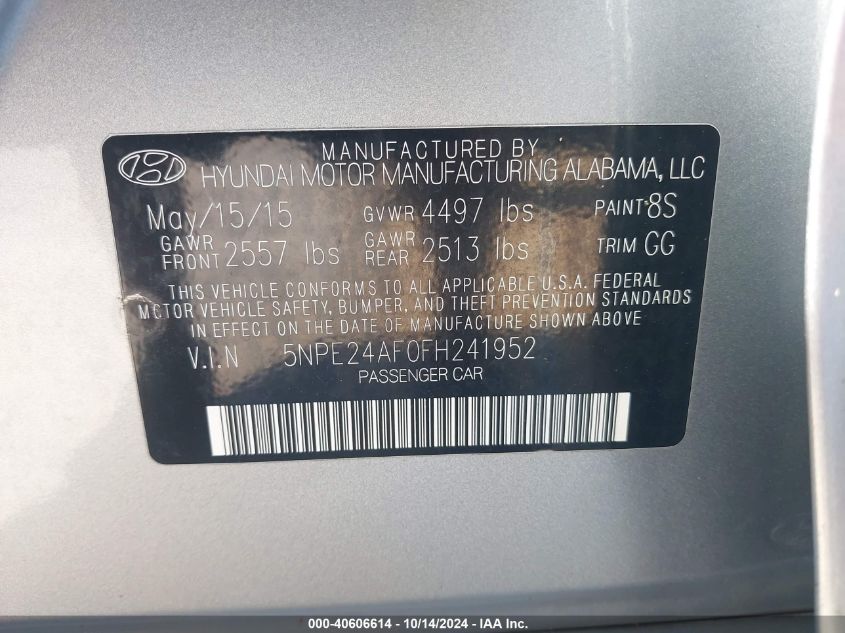 2015 HYUNDAI SONATA SE - 5NPE24AF0FH241952