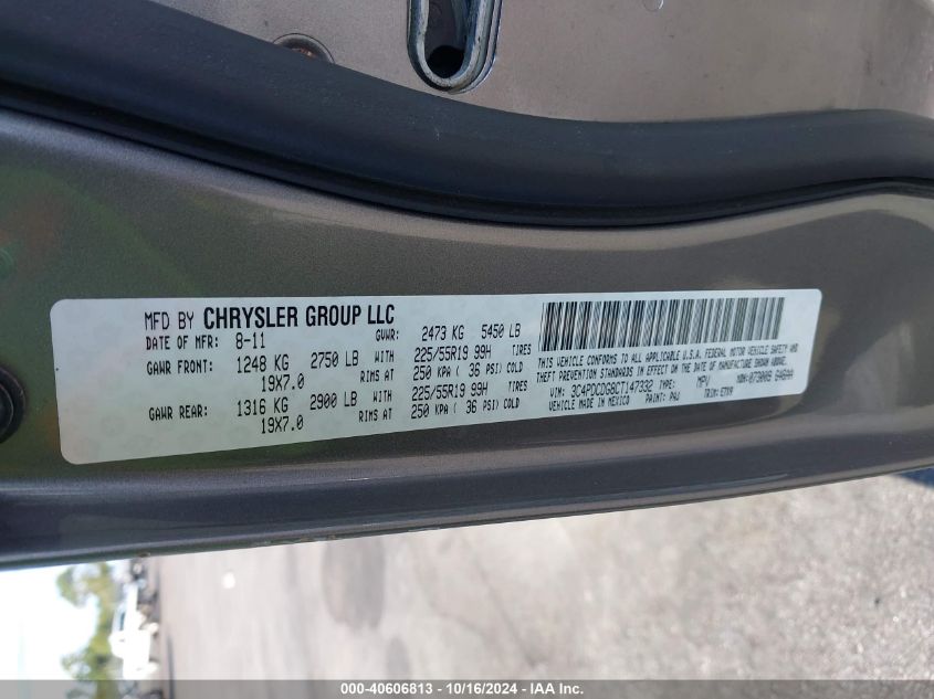 2012 Dodge Journey Crew VIN: 3C4PDCDG8CT147332 Lot: 40606813