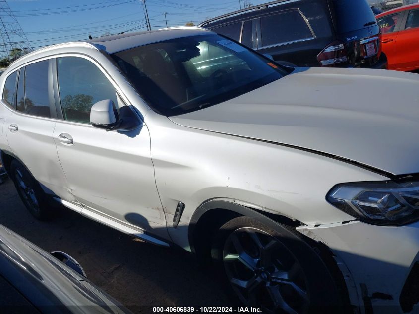 2022 BMW X3 xDrive30I VIN: 5UX53DP04N9N40222 Lot: 40606839