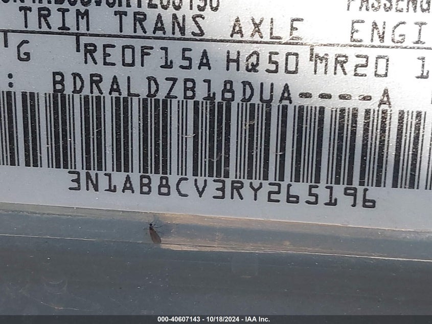 VIN 3N1AB8CV3RY265196 2024 NISSAN SENTRA SV XTRONIC CVT