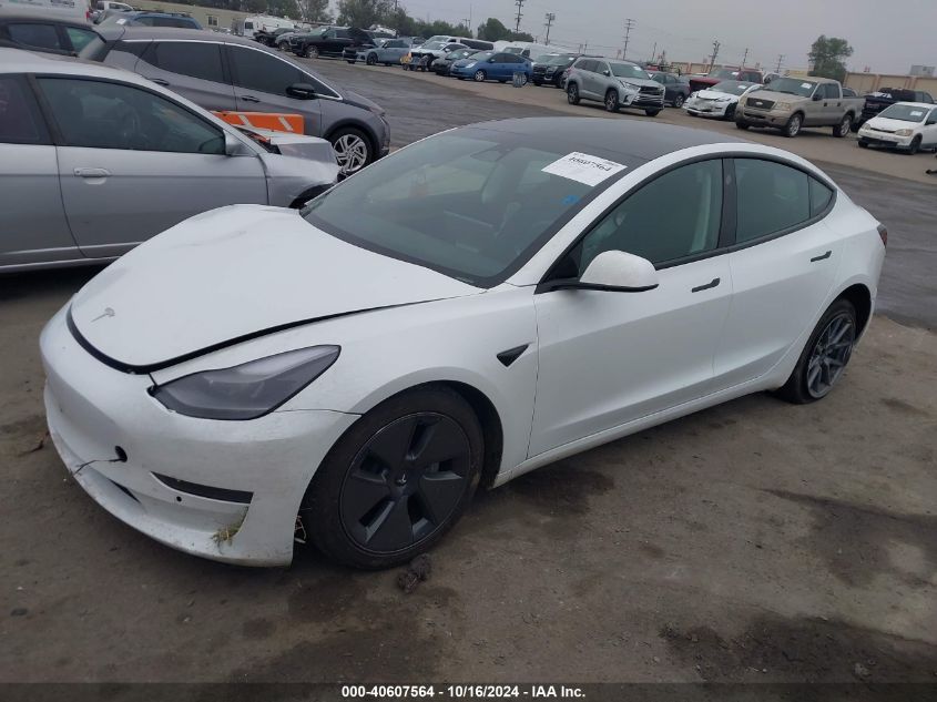 2022 Tesla Model 3 Rear-Wheel Drive VIN: 5YJ3E1EA8NF332332 Lot: 40607564