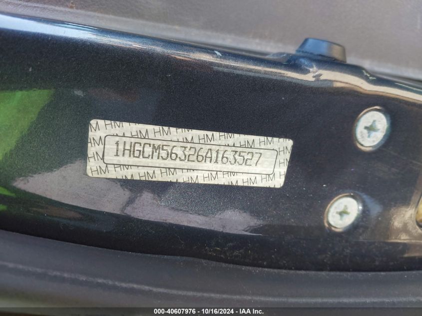 2006 Honda Accord 2.4 Se VIN: 1HGCM56326A163527 Lot: 40607976