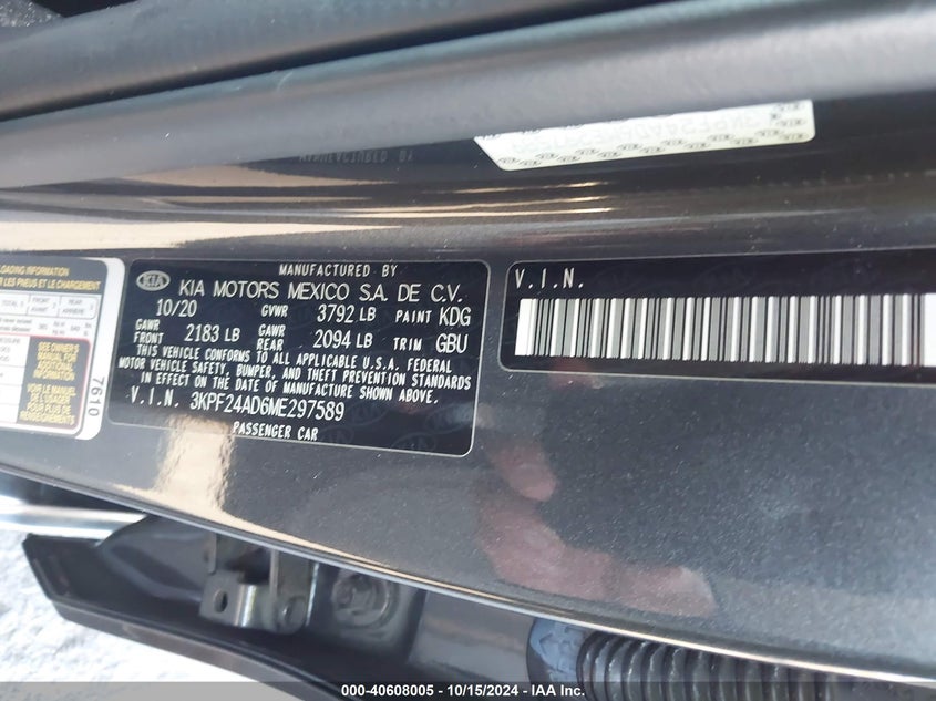 2021 KIA FORTE LXS - 3KPF24AD6ME297589