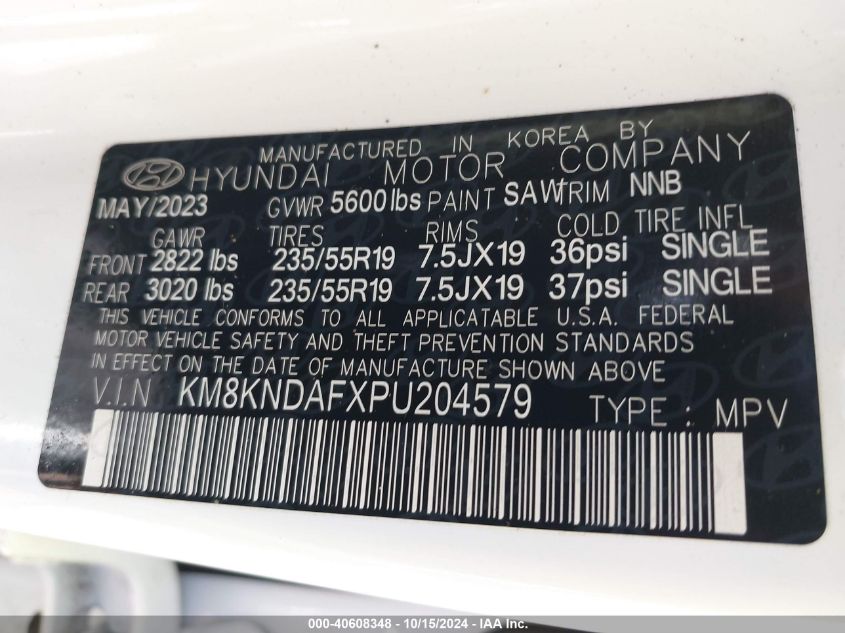 VIN KM8KNDAFXPU204579 2023 HYUNDAI IONIQ 5 SEL
