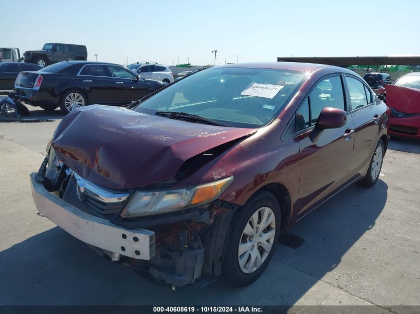 2012 Honda Civic Lx VIN: 2HGFB2F55CH586053 Lot: 40608619