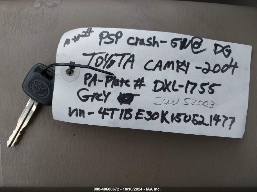 2005 Toyota Camry Le VIN: 4T1BE30K15U521477 Lot: 40608672